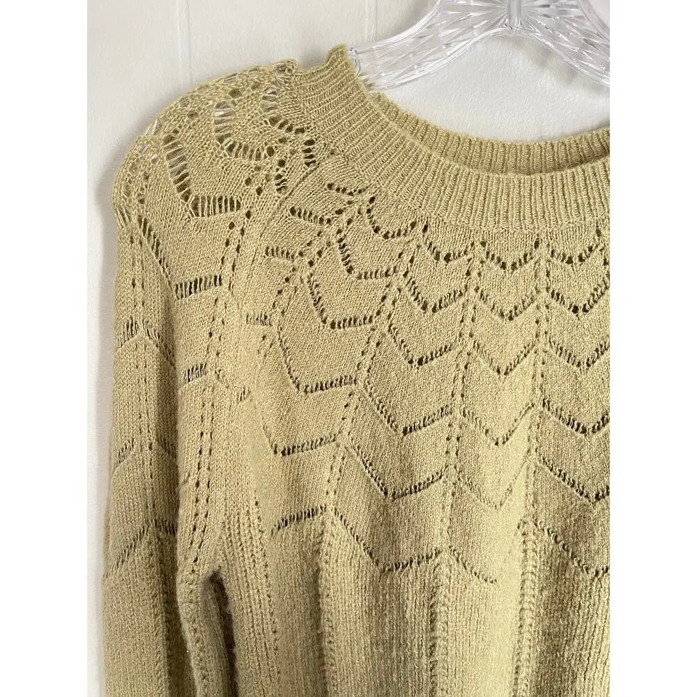 ASTR The Label‎ Dia Pointelle Sweater Medium Dusty Sage Green Quiet Luxury